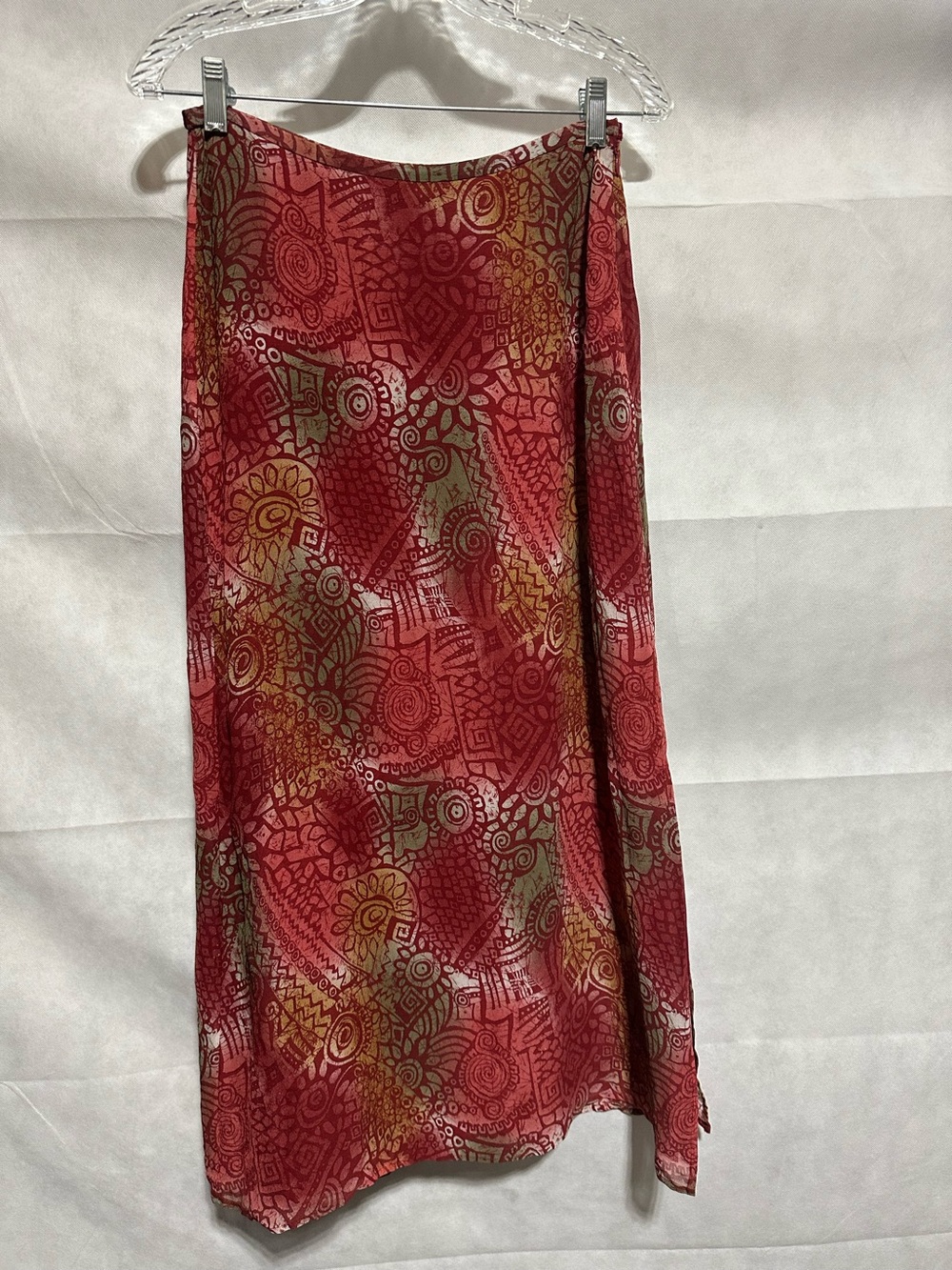 Vintage Laura Ashley Colorful Maxi Skirt 100% Silk Size 8 Sunflower Side Slit